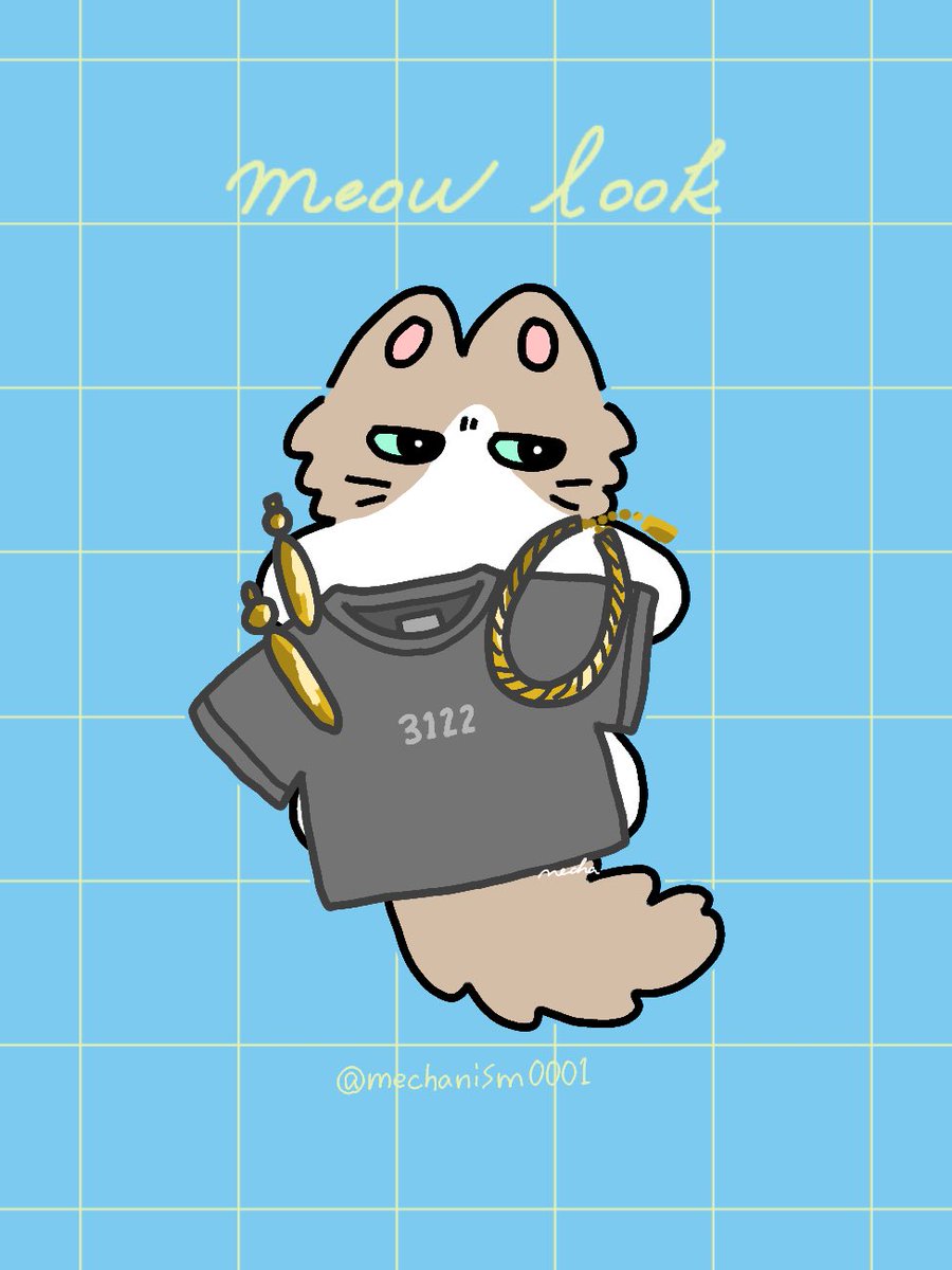 mechanism0001's tweet photo. Tシャツにゴリゴリアクセだいすき✨️

 #MeowLook https://t.co/DHmh041gUo