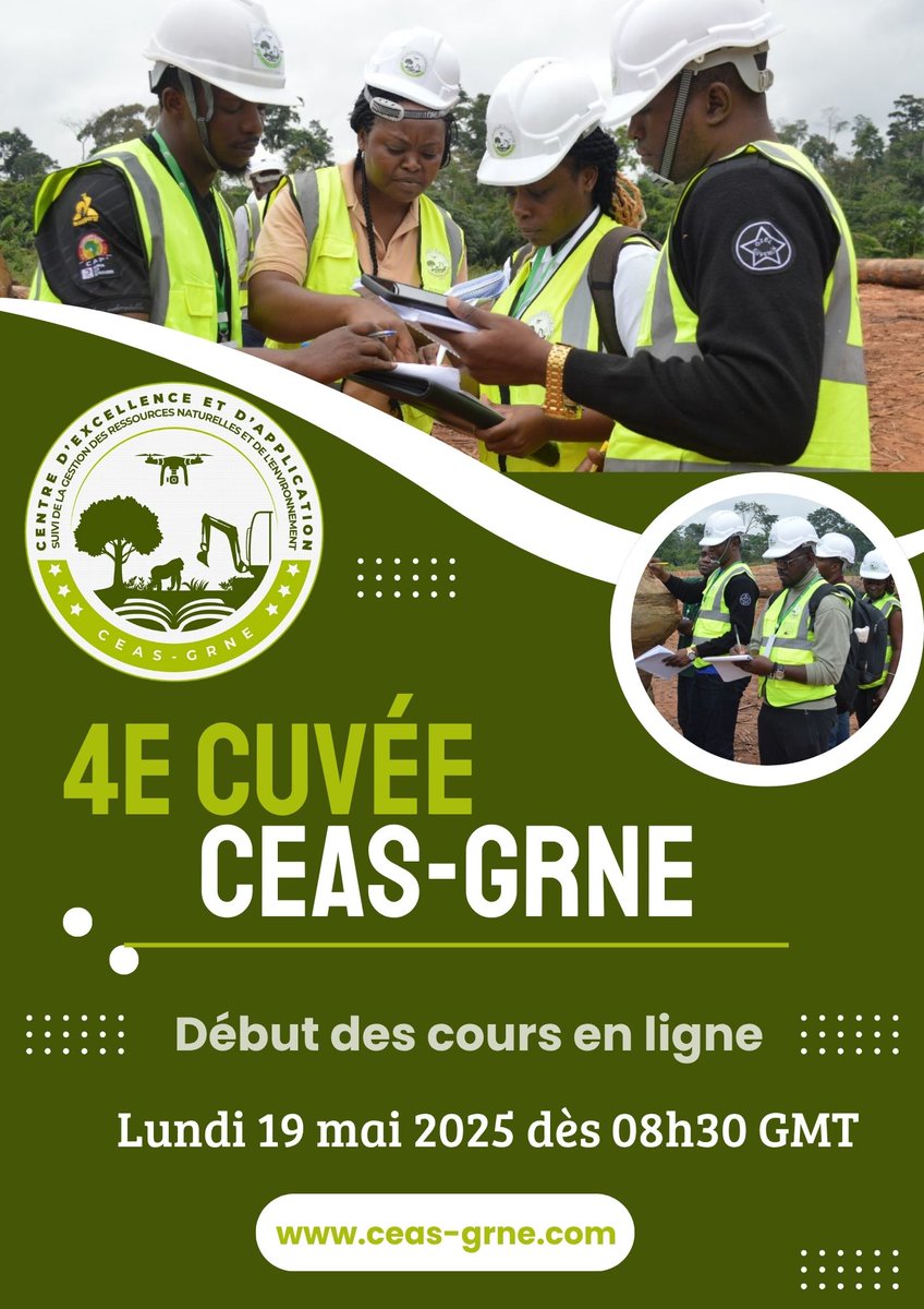 🎯 CEAS-GRNE, Acte 4 : 3 pays, 1 mission.
Dès le 19 mai, 11 apprenants du 🇨🇲🇨🇫🇨🇩 entament 4 mois de formation :
📡 e-learning → 🏫 présentiel → 🌱 stage terrain.
Objectif : devenir des acteurs clés de la gouvernance forestière.
Soutenu par <a href="/noradno/">Norad</a>  &amp; <a href="/WRIafrica/">WRI Africa</a>.
#CEASGRNE #BDC