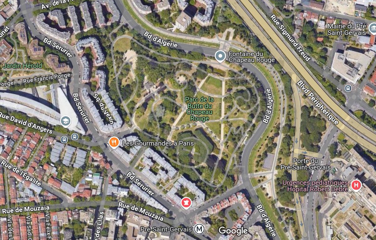 TanguiLeDantec's tweet image. 🌳C&apos;est l&apos;un des plus beaux #parcs parisiens, et pourtant l&apos;un des moins connus:
Aux confins du 19e arr, le parc de la Butte du Chapeau Rouge, splendide oeuvre art déco de Léon Azéma (1937), à la topographie subtile et complexe, et une vue imprenable sur tout le nord-est.