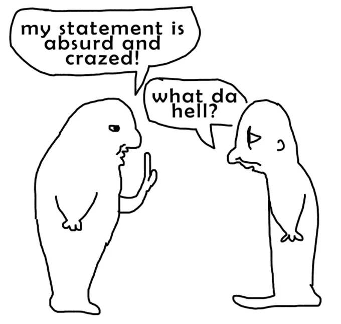 have you ever wanted to post a viral hilarious web comic smash hit? introducing the Sloshua Method. just do this, but its two funny characters from a thing. everyone's going to love it. you're going to be a star. 