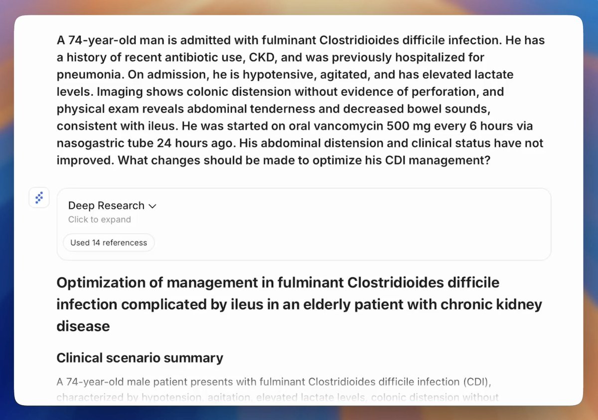 #AskPathway — Can you optimize the management of this patient with fulminant C. difficile infection?

pathway.md/ai/history/fcc…