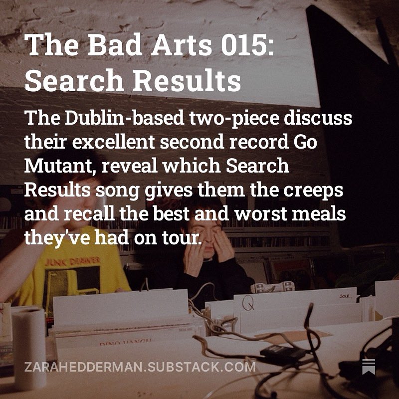 Zara Hedderman (@zara_hedderman) on Twitter photo Had a lot of fun speaking with <a href="/searchresults4/">SEARCH RESULTS</a> for this week’s newsletter post. Particularly enjoyed hearing about croquette gate when they played in Amsterdam and, of course, talking to them about their deadly new album Go Mutant (out May 23rd).
Read: zarahedderman.substack.com/p/the-bad-arts… Had a lot of fun speaking with <a href="/searchresults4/">SEARCH RESULTS</a> for this week’s newsletter post. Particularly enjoyed hearing about croquette gate when they played in Amsterdam and, of course, talking to them about their deadly new album Go Mutant (out May 23rd).
Read: zarahedderman.substack.com/p/the-bad-arts…