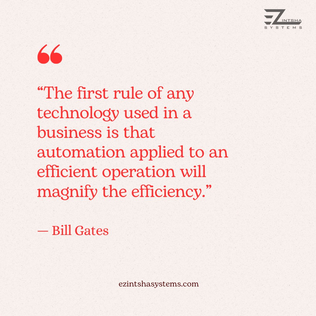SystemsEzintsha's tweet image. At Ezintsha Systems, we build smart, custom automation that fits how you work. Ready to grow faster and work smarter? Reach out at info@ezintshasystems.com or visit ezintshasystems.com.

#makeworkeasy #buildsmart #automation #techthatfits #EzintshaSystems @BillGates