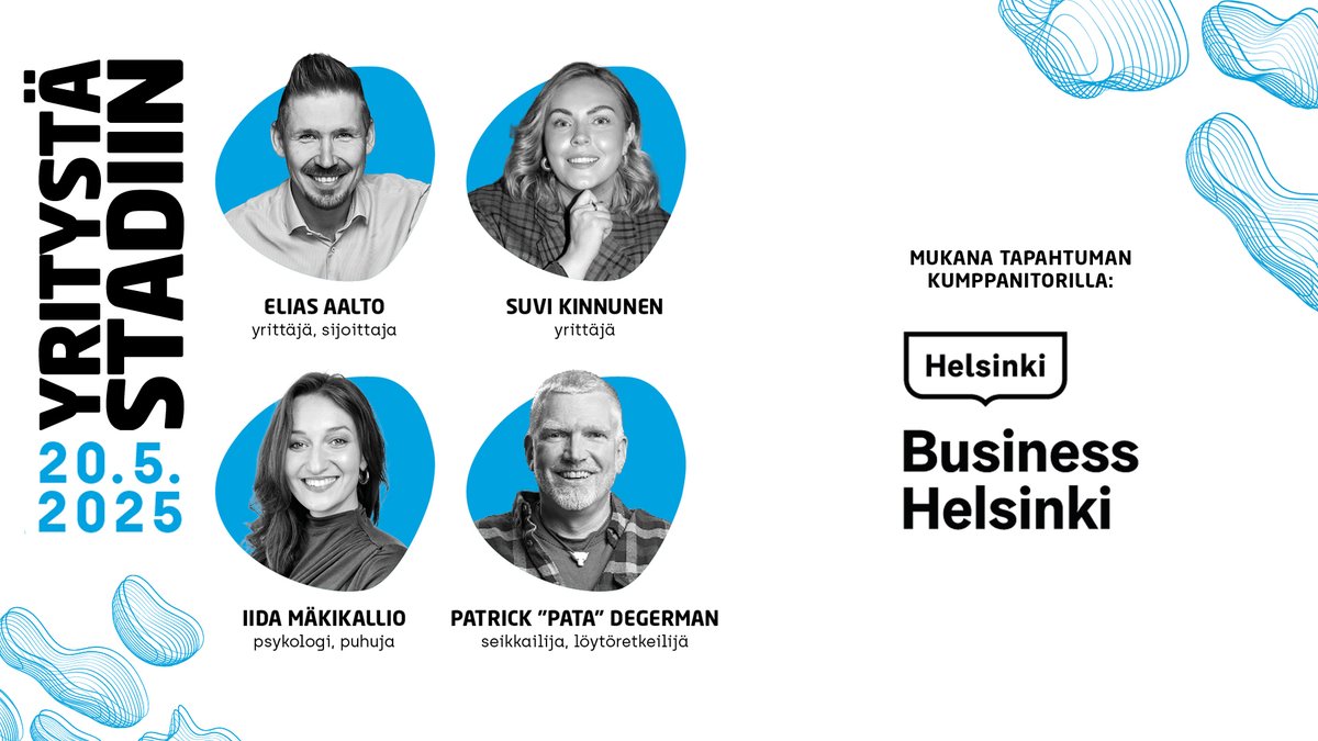 Tule tapaamaan Yritystä Stadiin -tapahtumaan tiistaina 20.5. Business Helsingin (<a href="/helsinkibiz/">Business Helsinki</a>) asiantuntijoita, jotka tarjoavat maksutonta neuvontaa yritystä perustaville ja kasvuhakuisille yrittäjille. Ilmoittaudu maksuttomaan tapahtumaan: yritystastadiin.fi #YS25