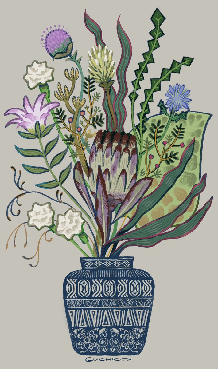 夫に貰った花束を描きました
#illustration #Procreate