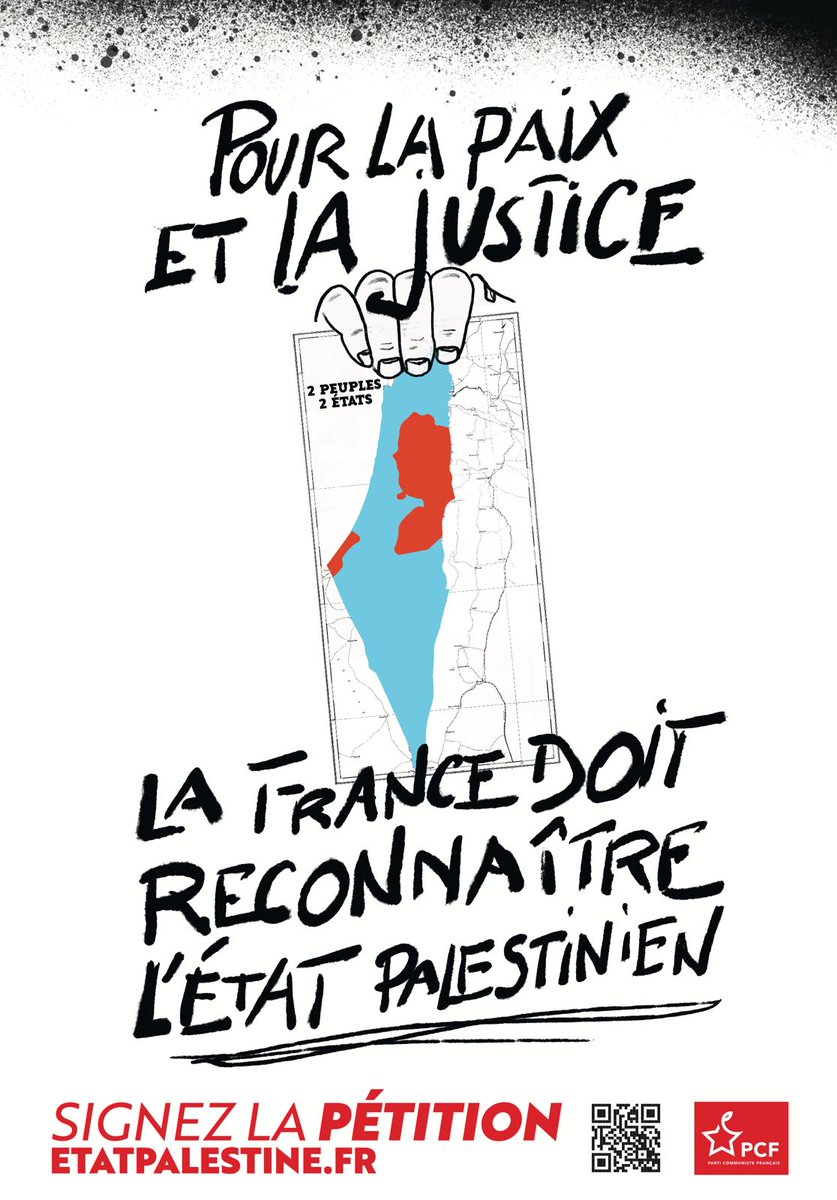 Face à l'horreur vécue par le peuple palestinien,

La France doit reconnaître l'Etat de Palestine !

Macron l'avait annoncé, il doit l'acter.

Signez la pétition ⬇️
 pcf.fr/petition_recon…