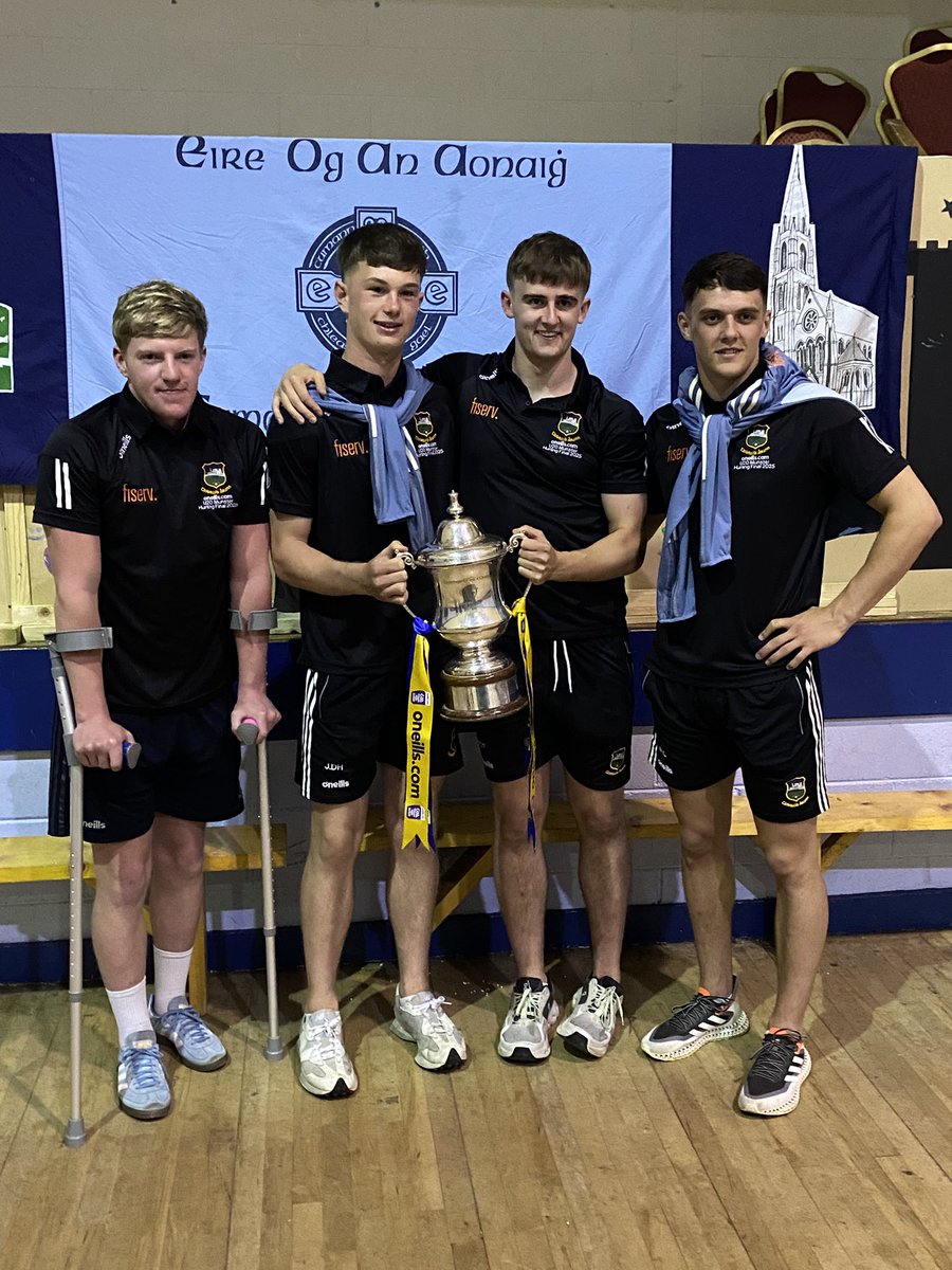TipperaryGAA's tweet photo. Great scenes in the @nenagheireog club house last night as Captain Sam O’Farrell brought the Munster U20 Hurling Cup back to his home club. 
Keep an eye out on Tipperary GAA App, Instagram and Facebook for more photos and videos of that great night during the day. https://t.co/JgHzvnFtR0