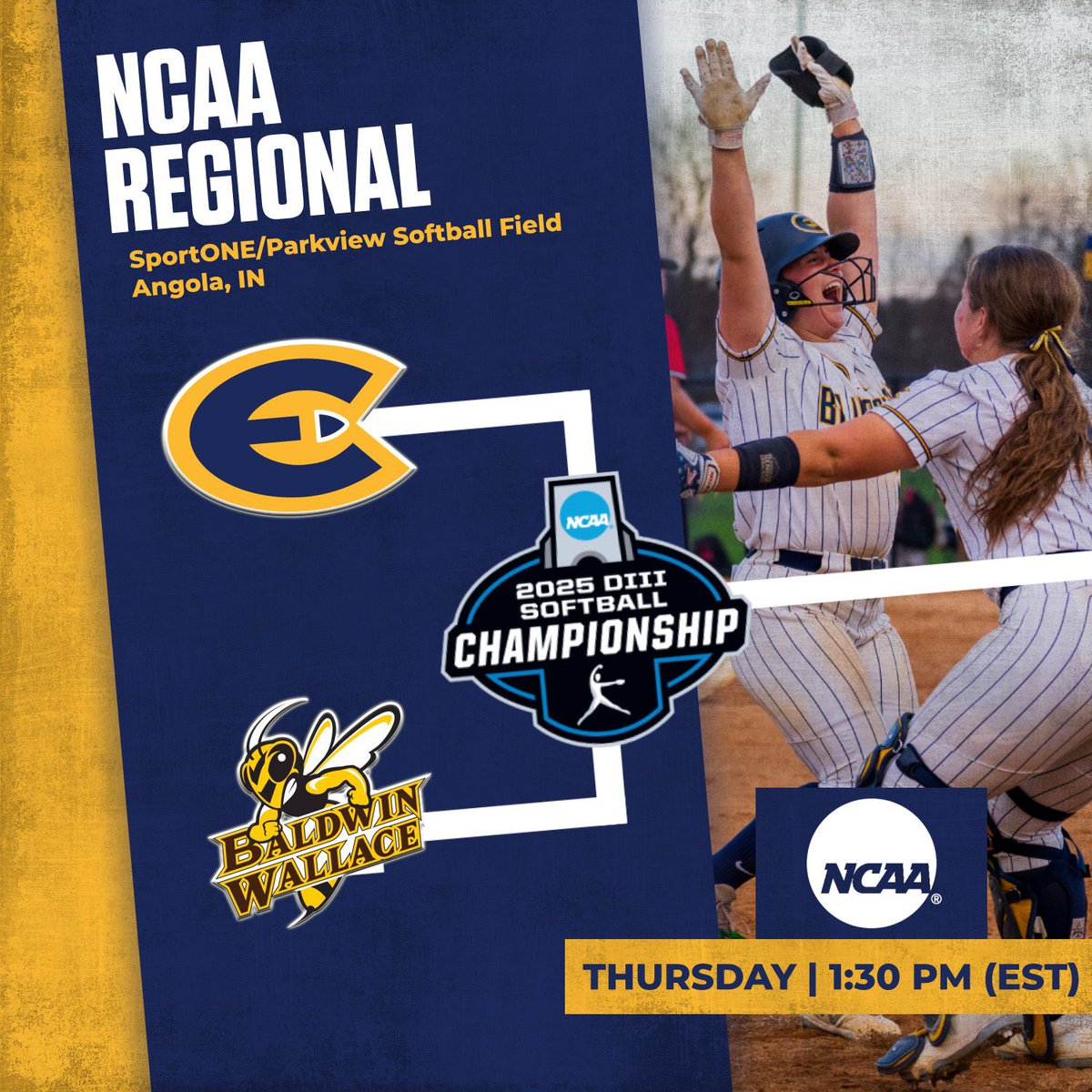🔵Rise and Shine, it’s Tourney Time! ☀️
The Blugolds hit the diamond for the first round of the NCAA Tournament against <a href="/bwathletics/">Baldwin Wallace Athletics</a> this afternoon! Follow the stream and stats at Blugolds.com!

<a href="/UWECSoftball/">Blugold Softball</a> | #RollGolds