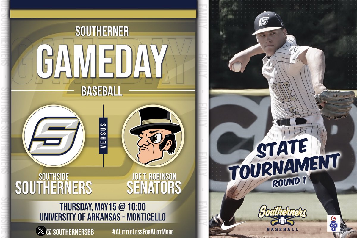Time to go to work! 

📍: University of Arkansas Monticello 

🆚: Robinson Senators 

⏰: 10:00am 

#SouthsideBaseball #ALittleLessForAlotMore