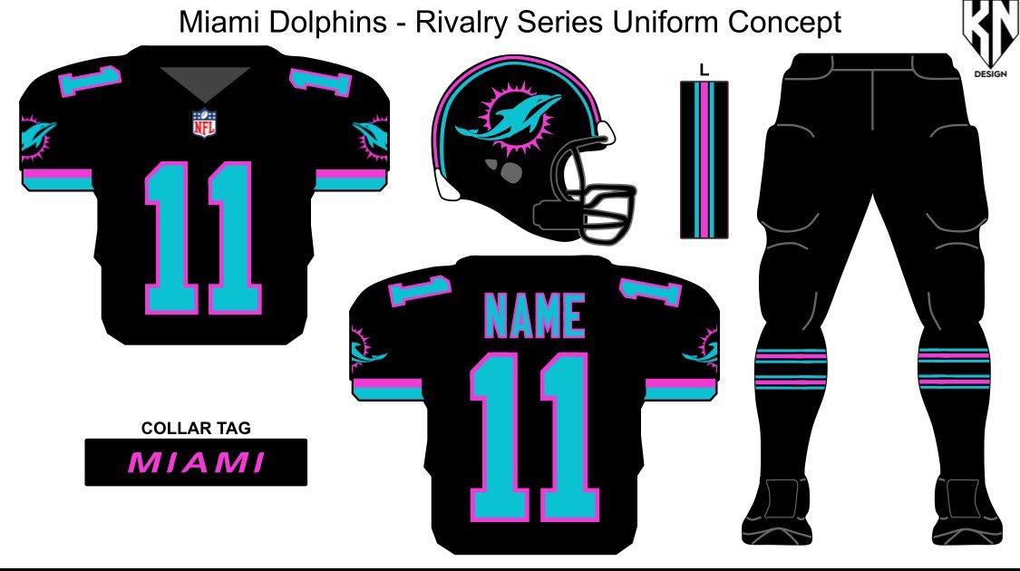 Cameron Sparks (@cam3ronsparks) on Twitter photo Here’s a Miami Vice uniform concept from <a href="/KNJerseys/">KN Jersey Concepts</a> for the upcoming NFL “Rivalry Series”
Personally I’d rather see an orange alternate, and think the Miami Vice concept has been overused by the Marlins/Heat..
That being said these are 🔥 #PhinsUp Here’s a Miami Vice uniform concept from <a href="/KNJerseys/">KN Jersey Concepts</a> for the upcoming NFL “Rivalry Series”
Personally I’d rather see an orange alternate, and think the Miami Vice concept has been overused by the Marlins/Heat..
That being said these are 🔥 #PhinsUp