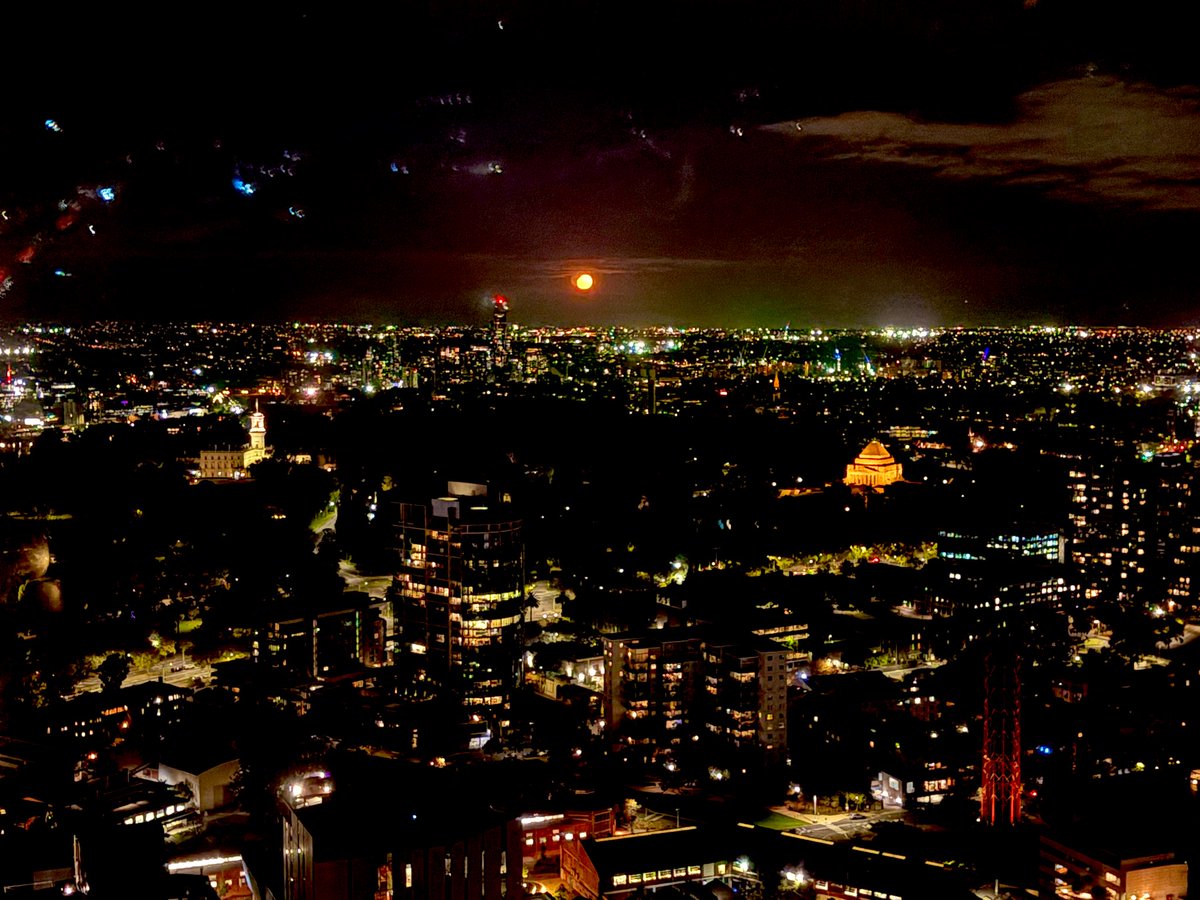 When the window cleaners swing by -literally 46 floors up. 
Oh and the moon is orange 🍊 
#melbourne
