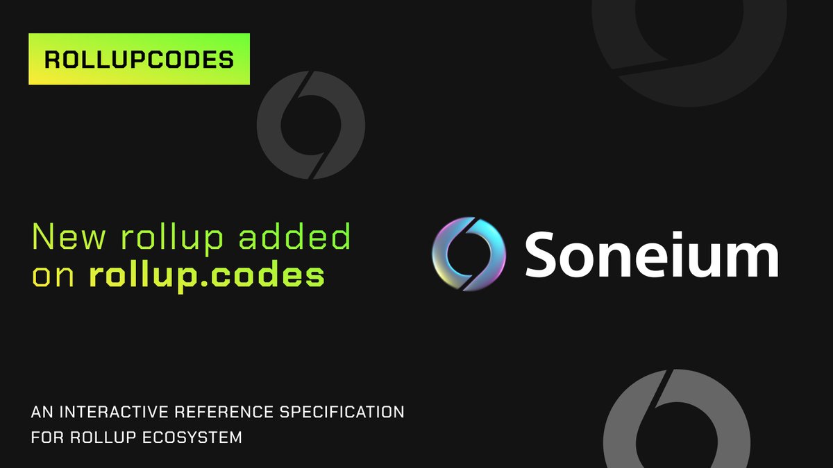 New rollup added to rollup.codes 🚨

<a href="/soneium/">Soneium 💿</a> is now supported on rollup.codes/soneium - the go-to interactive reference for the rollups ecosystem!

You can now explore the technical details of Soneium, including OPCODEs, precompiled contracts, RPC-API and more 🛠️