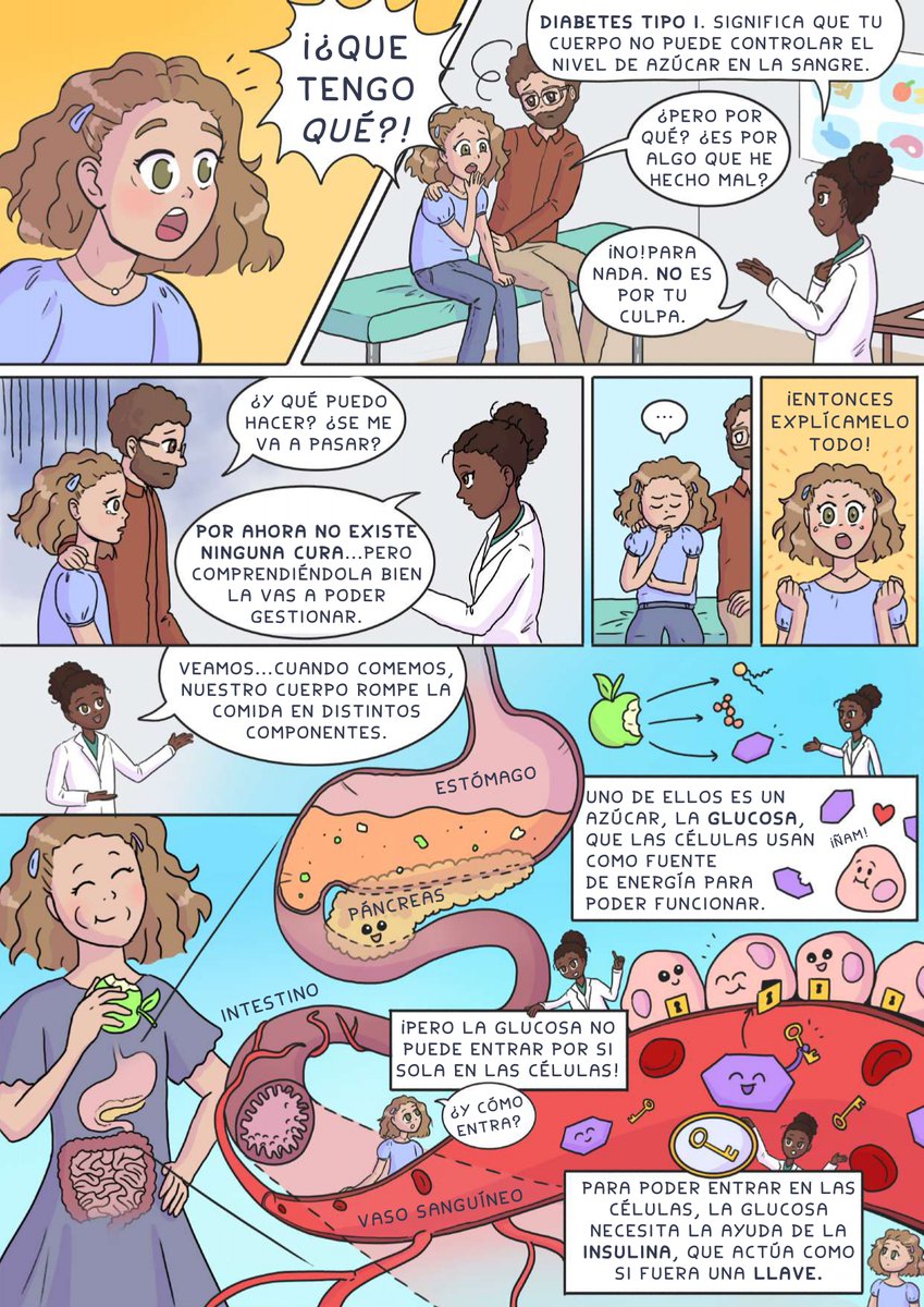 Sodicar's tweet image. Aunque aún no se haya encontrado la cura para la diabetes tipo 1, sí que hay investigadores, como la Dra. @lmarroqui, que están buscando la manera de prevenirla en un futuro.
Si quieres conocer más detalles, puedes conocer su trabajo en este cómic divulgativo sobre DT1 👇