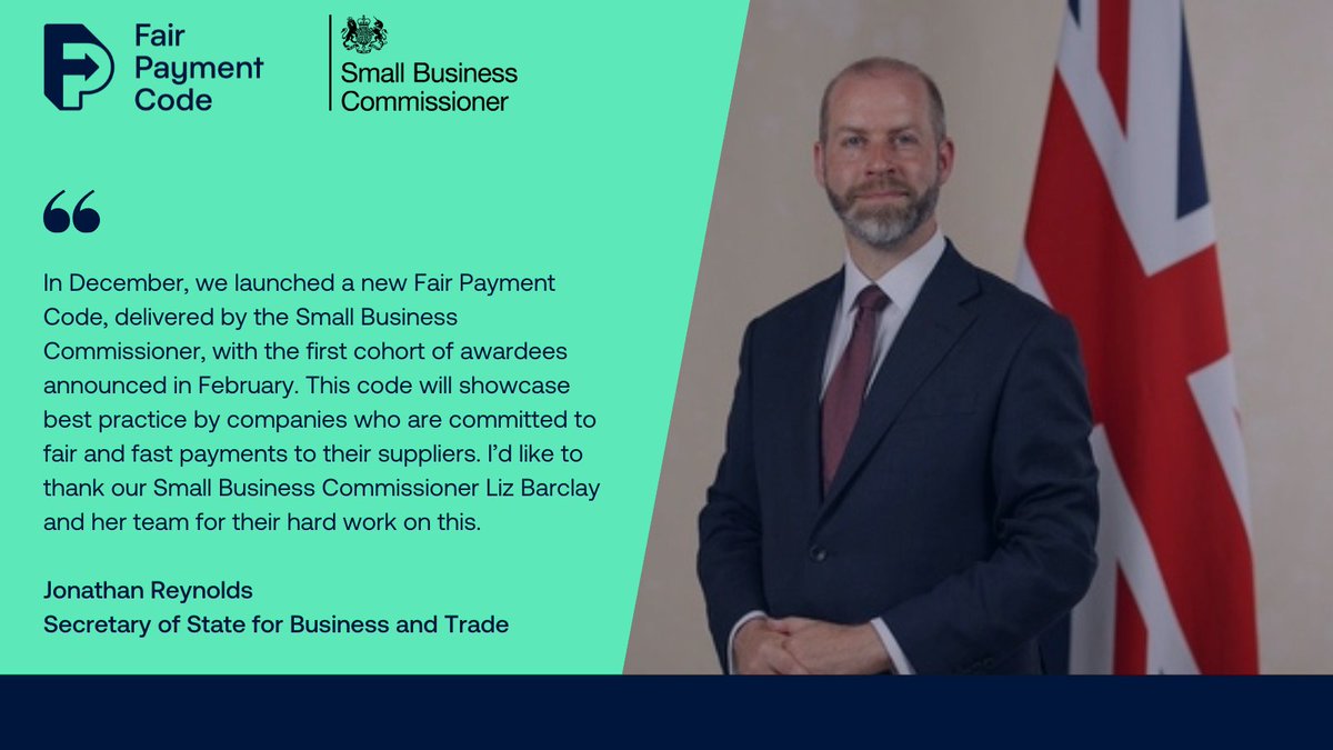 Fair Payment Code (@fairpaymentcode) on Twitter photo A few words from the Secretary of State, <a href="/jreynoldsMP/">Jonathan Reynolds</a> at yesterday’s Sage event. ⬇️
Apply to become an Awardee of the Fair Payment Code:
smallbusinesscommissioner.gov.uk/fpc/how-to-app… A few words from the Secretary of State, <a href="/jreynoldsMP/">Jonathan Reynolds</a> at yesterday’s Sage event. ⬇️
Apply to become an Awardee of the Fair Payment Code:
smallbusinesscommissioner.gov.uk/fpc/how-to-app…