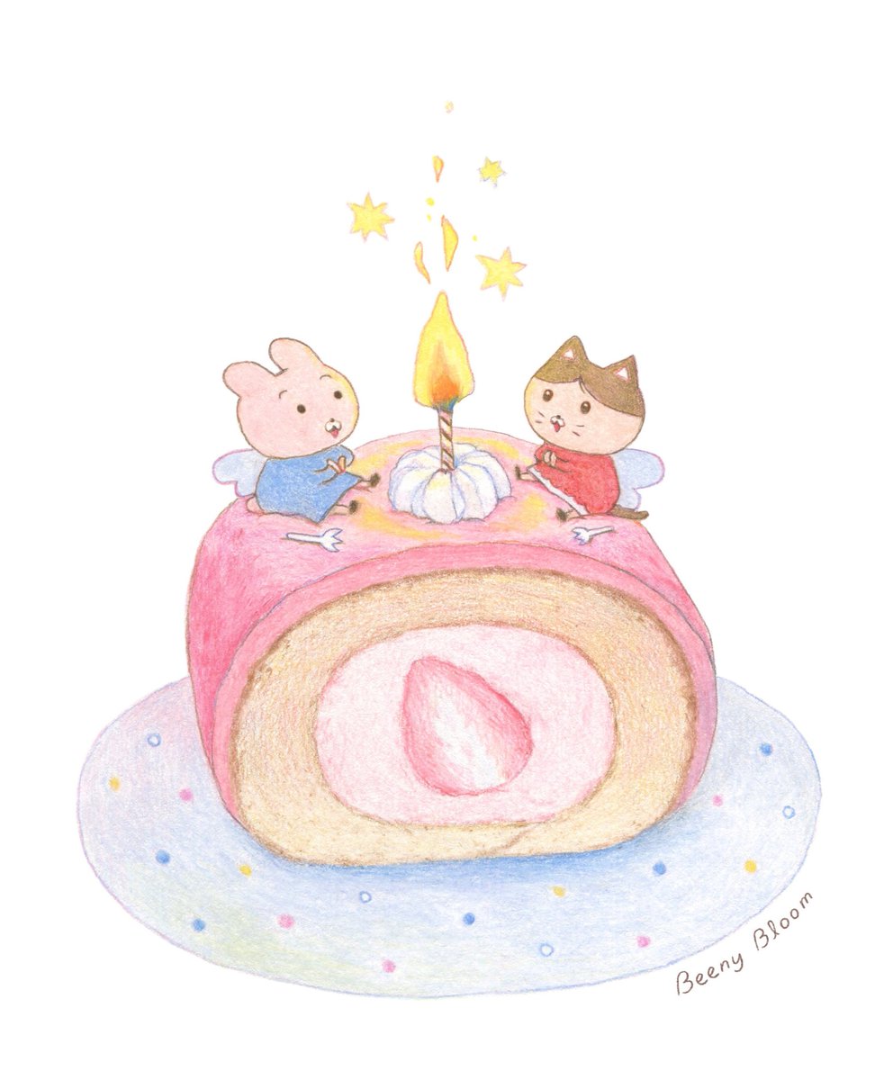beenybloom's tweet photo. 딸기 롤케이크🩷
#귀여운그림 #색연필 #イラスト https://t.co/Z7LjJqMYx8