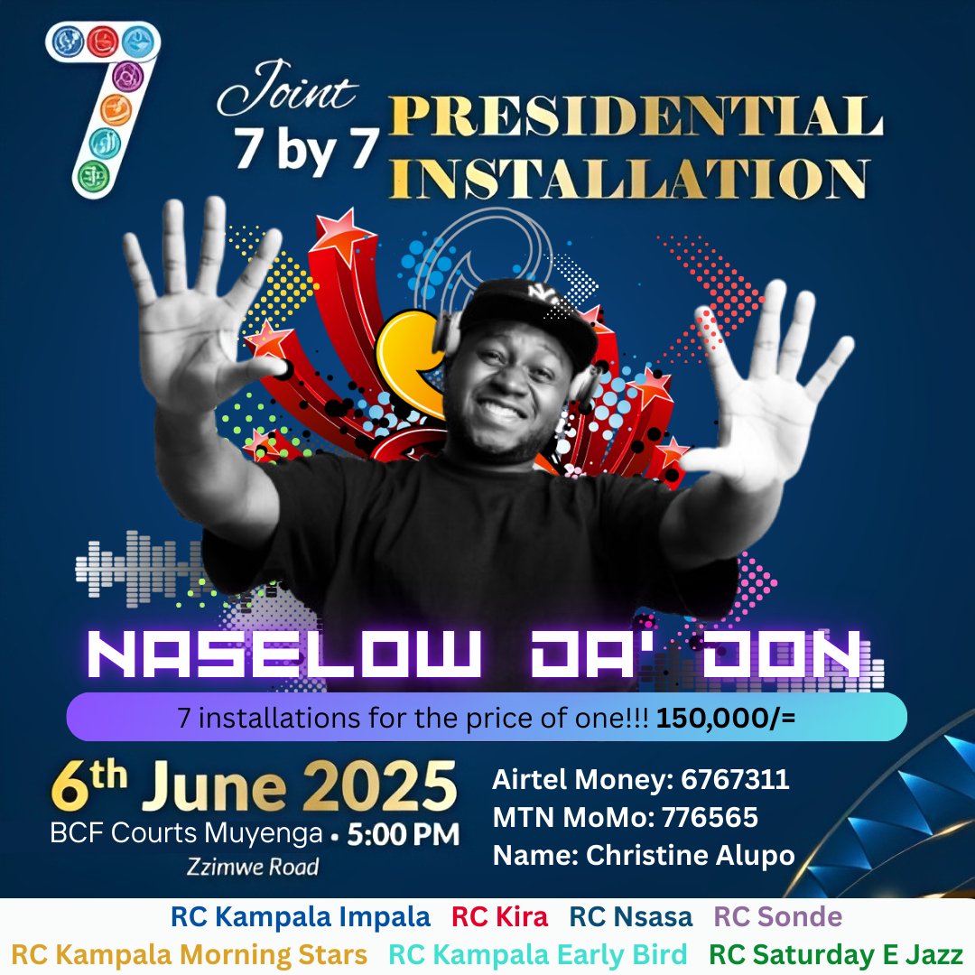 🎧 When Naselow Da' Don steps on the decks, the vibes go through the roof!
Uganda’s finest DJ is bringing the heat to the 7 by 7 Presidential Installation 🔥💃🏽
Come for the celebration, stay for the unforgettable party he’ll ignite! 💥