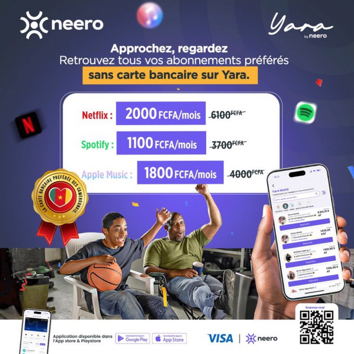 Vous ne verrez ça nulle part ailleurs 😂😂

Netflix 2000 Fcfa/mois
Spotify 1100 Fcfa/mois
Apple Music 1800 Fcfa/mois

#CestSeulementSurNeero