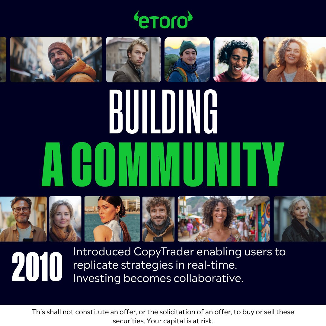 eToro's tweet photo. They say it’s about the journey, not the destination…

But this destination? All the hard work was worth it! ✨

Swipe to see how far we’ve come 💚

#eToroIPO #NasdaqListed

⚠️ This shall not constitute an offer, or the solicitation of an offer, to buy or sell these securities. Don’t invest unless you’re prepared to lose all the money you invest. This is a high-risk investment and you should not expect to be protected if something goes wrong. Take 2 mins to learn more. https://t.co/5jhNdkFynD