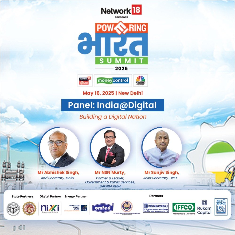 CNBC_Awaaz's tweet image. Digital waves propel India’s global tech rise. Join Mr Abhishek Singh, Mr NSN Murty, and Mr Sanjiv Singh as they explore shaping the future of UPI and AI. 

#PoweringBharat2025 #Moneycontrol #Network18 #CNBCTV18 #CNBCAwaaz