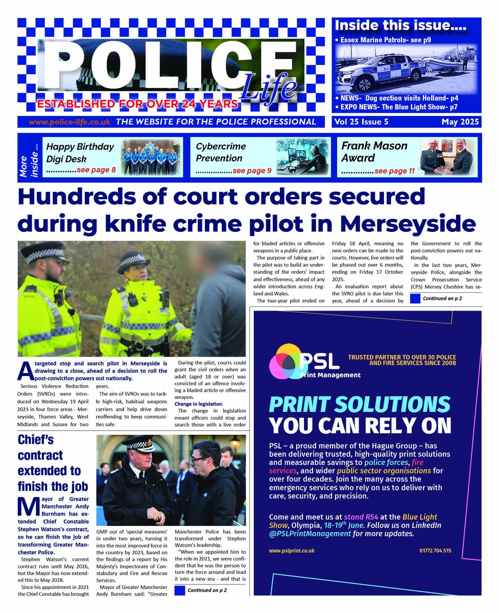 Your Latest Police Life Issue bit.ly/PoliceLife-May… inside <a href="/gmpolice/">Greater Manchester Police</a>  Chief’s contract extended, WW2 Mosquito pilot visits <a href="/HertsPolice/">Herts Police</a> police bunker, Marine patrols in <a href="/EssexPoliceUK/">Essex Police</a> , The Blue Light Show, <a href="/PFEW_HQ/">Police Federation of England and Wales</a> tribute to PC Trevor Lock, <a href="/PFEW_HQ/">Police Federation of England and Wales</a>  Women In Policing Award