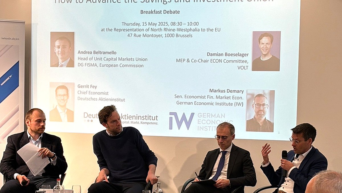 Was muss passieren, um die Savings und Investment Union zum Erfolg zu führen? Diese Fragen haben das Deutsche Aktieninstitut und das <a href="/Institut/">Institut</a> der deutschen Wirtschaft (IW) gestern auf einer gemeinsamen Frühstückveranstaltung in Brüssel diskutiert.