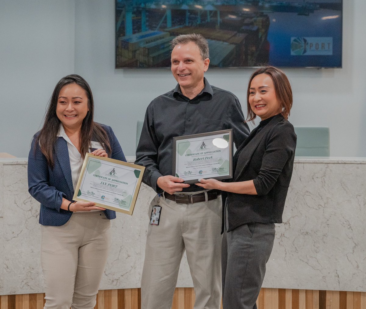JAXPORT recently hosted members from the Asian Chamber of Commerce of North Florida, a newly formed Jacksonville-based nonprofit that represents a diverse group of companies with business links to nations throughout Asia.

The port’s commercial team shared an overview of port