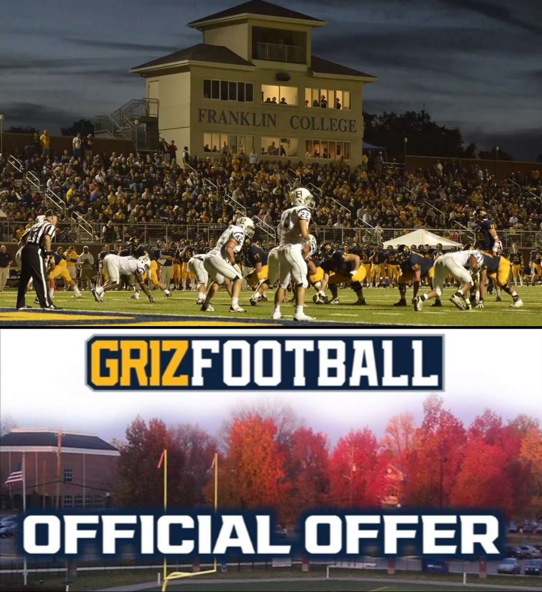 Bryson Meyer (@bryson_meyer4) on Twitter photo After a conversation with <a href="/ChampionsManual/">Mike Leonard</a> I am blessed to receive an Offer from Franklin College Grizzlies Football!
<a href="/FCGrizFootball/">Franklin College Football</a> <a href="/ZionsvilleFB/">Zionsville Football</a> After a conversation with <a href="/ChampionsManual/">Mike Leonard</a> I am blessed to receive an Offer from Franklin College Grizzlies Football!
<a href="/FCGrizFootball/">Franklin College Football</a> <a href="/ZionsvilleFB/">Zionsville Football</a>