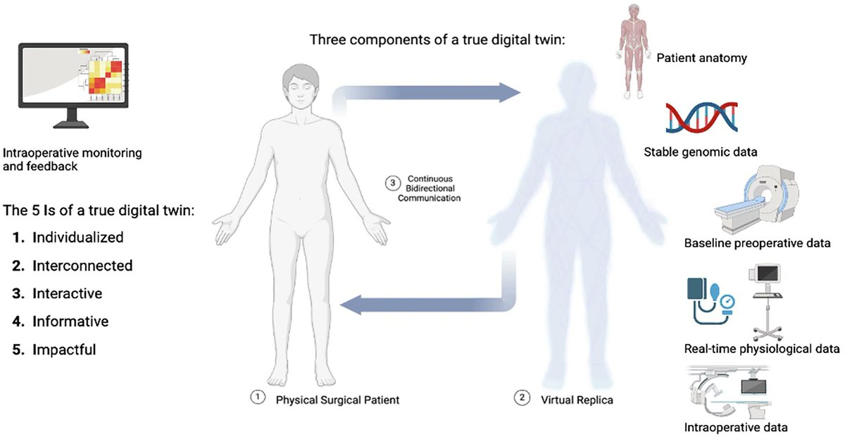 npjDigitalMed's tweet photo. A digital twin in surgery is a dynamic virtual replica of an individual’s physical and physiological state, integrating both bodily systems and healthcare interactions.

https://t.co/6yyJ66sK8V https://t.co/J2xB5nqnAB