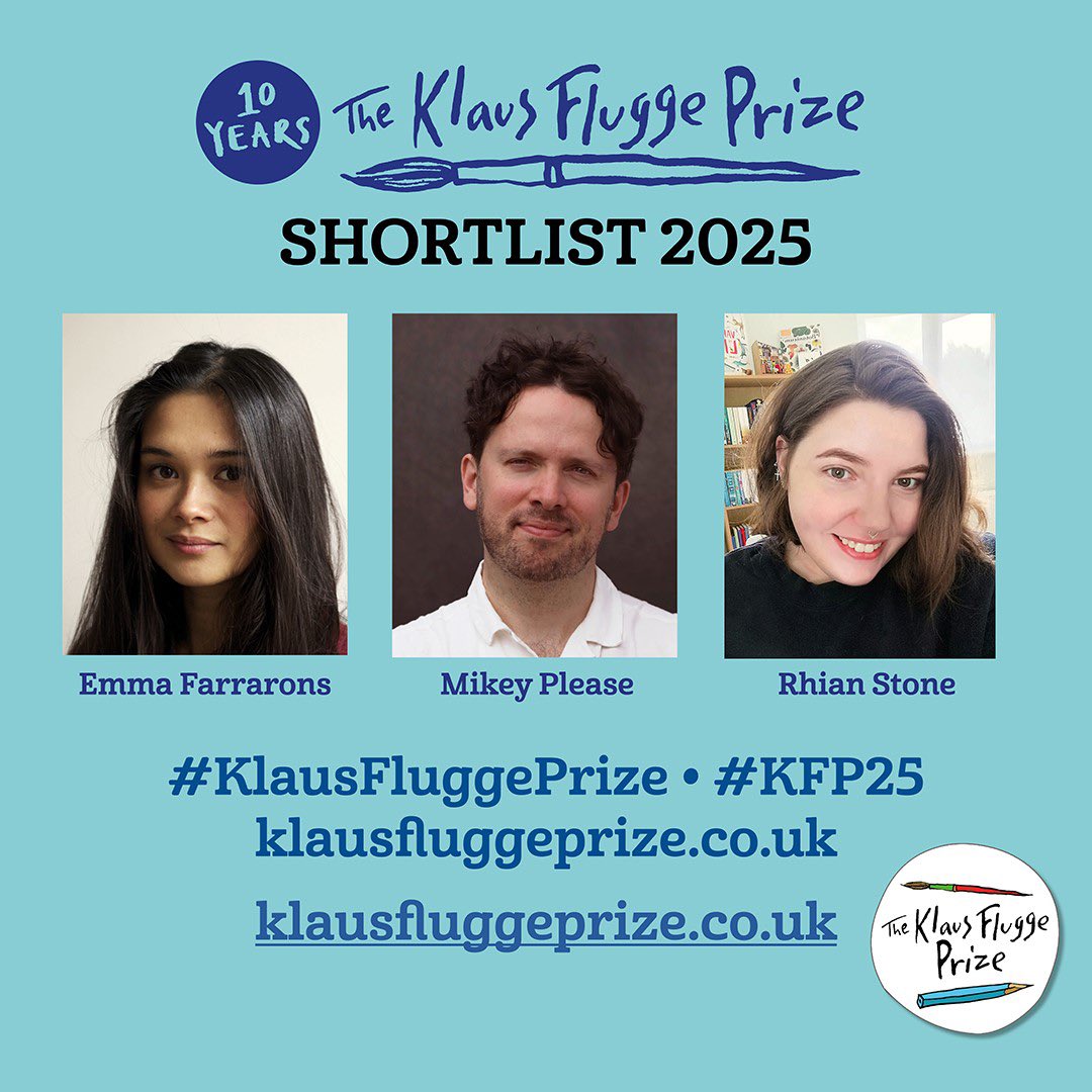 Huge congratulations to those shortlisted for the Klaus Flugge prize announced today! Three stunning books! Well done to the judges who had a very difficult task! For more info about the prize please look here: KlausFluggePrize.co.uk
#KlausFluggePrize #KFP25