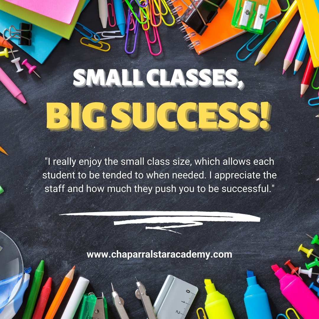 Small Classes, Big Success! 

At Chaparral Star Academy, we prioritize personalized attention and dedicated support to help every student reach their potential. 

Ready to see the difference? Learn more about CSA today: chaparralstaracademy.com
