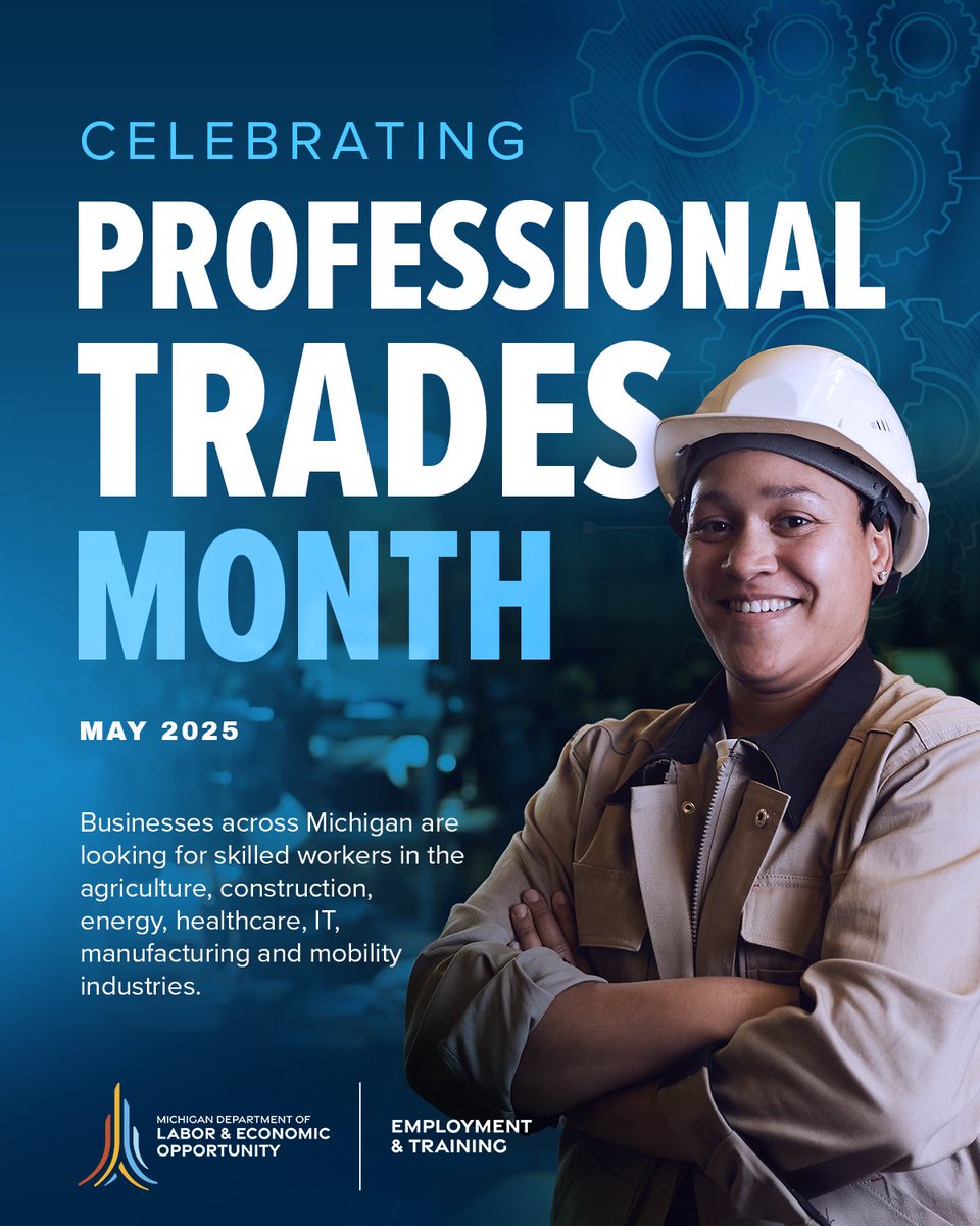 Professional trades are occupations that require a special skills which can be obtained at a college, technical school or through specialized training like Registered Apprenticeships. Learn more at Michigan.gov/Apprenticeship. 

#ProfessionalTradesMonth #DiscoverApprenticeship