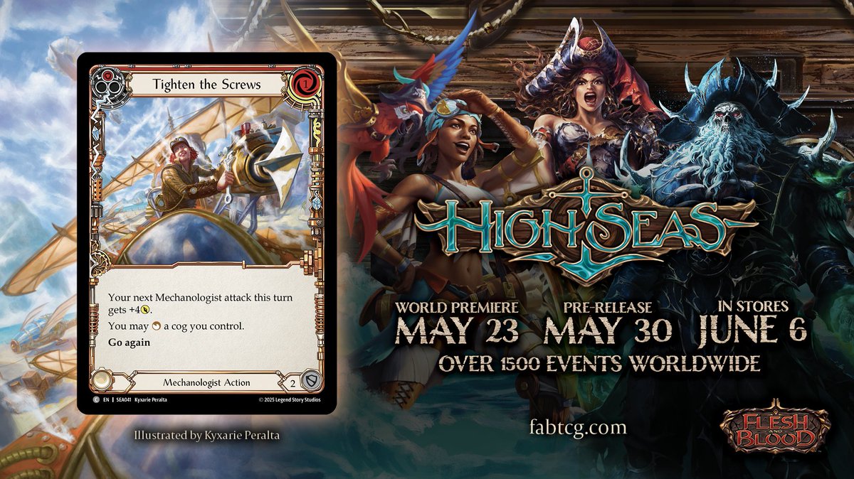 It's time to lock-in and "Tighten the Screws" as we prepare for the <a href="/fabtcg/">Flesh and Blood</a> High Seas World premier! Thank you LSS for including us and for all that you do. 
  
Does the Mechanologist have what it takes to compete with the pirate Necromancer and Ranger? Let's find out!