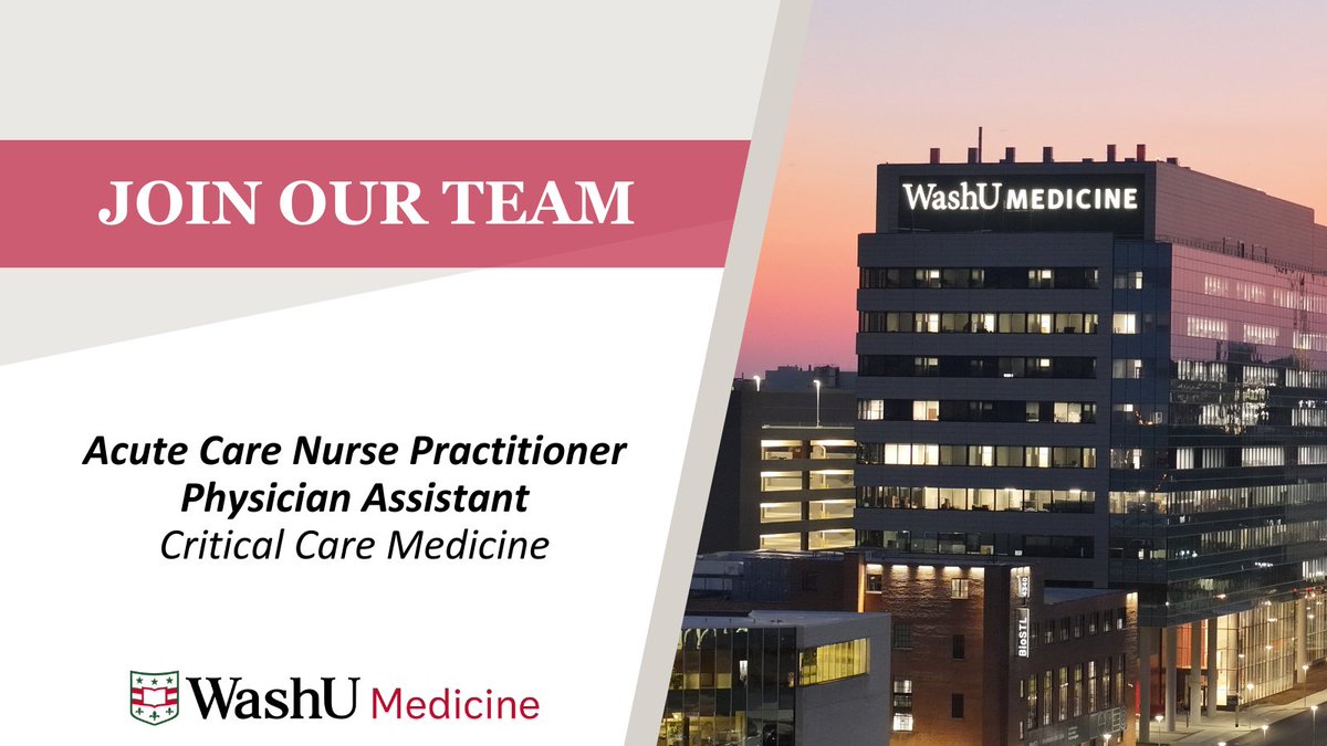 #WashUanesthesiology is hiring ACNPs &amp; PAs for our Critical Care areas! Join our close-knit, supportive team committed to clinical excellence (+ receive a sign-on bonus!) Learn more &amp; apply: anesthesiology.wustl.edu/about/job-oppo…