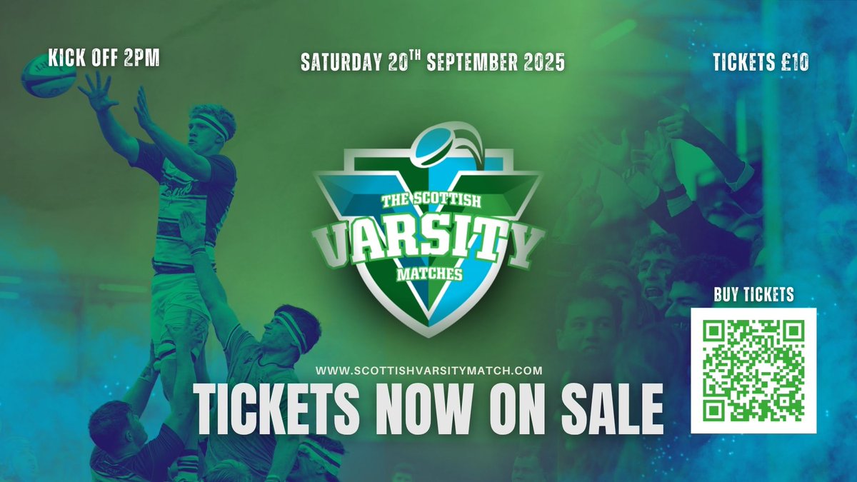Saints Sport (@saintssport) on Twitter photo Tickets are now on sale! 🏉
Don't miss out on the biggest Varsity Match in Scotland for only £1️⃣0️⃣
📍Hive Stadium
📆Saturday 20th September
🕐KO 2pm
Buy tickets now via the link below 👇
ow.ly/HjTE50VSCNo
<a href="/univofstandrews/">University of St Andrews</a> @ustarugby Tickets are now on sale! 🏉
Don't miss out on the biggest Varsity Match in Scotland for only £1️⃣0️⃣
📍Hive Stadium
📆Saturday 20th September
🕐KO 2pm
Buy tickets now via the link below 👇
ow.ly/HjTE50VSCNo
<a href="/univofstandrews/">University of St Andrews</a> @ustarugby