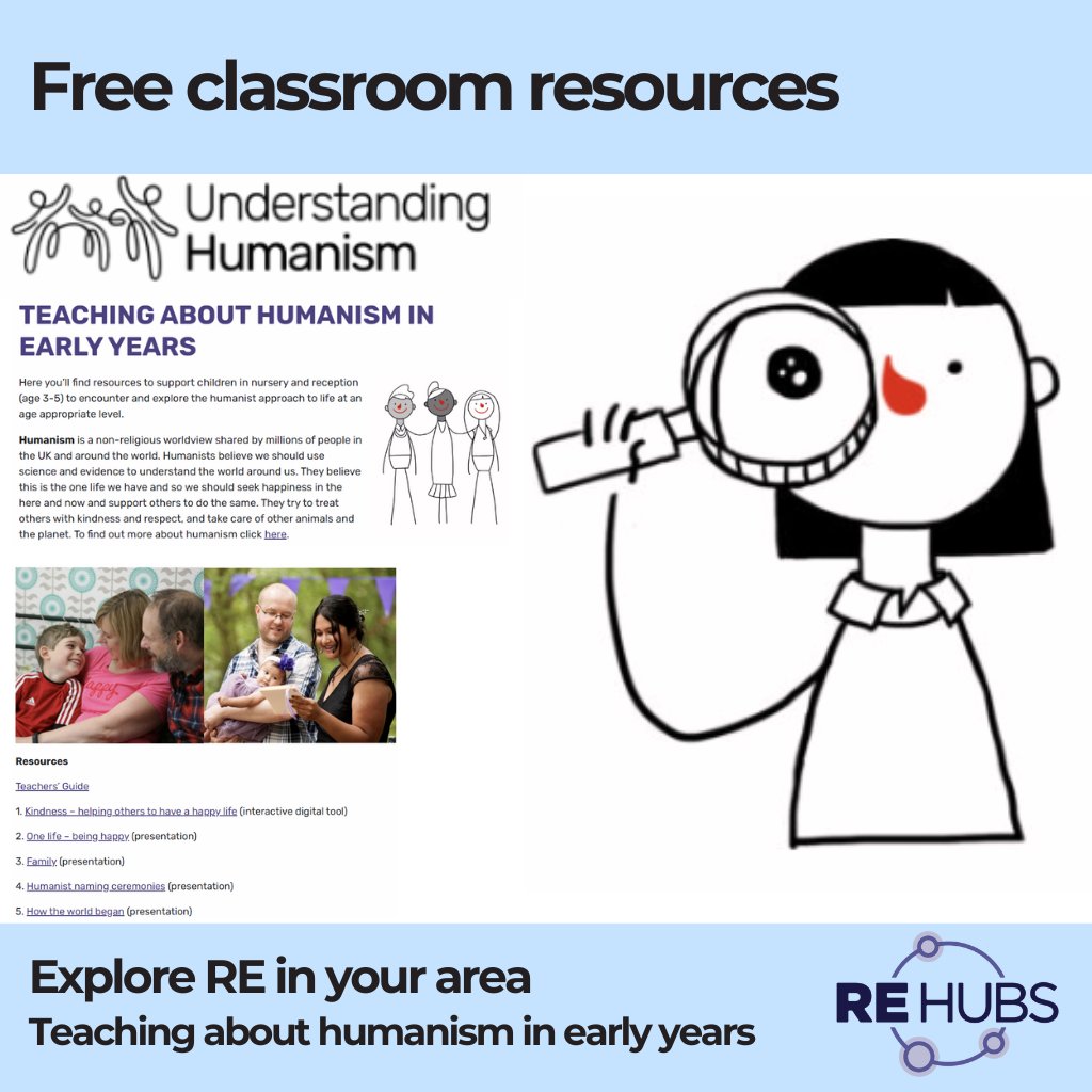We have a huge range of resources available on #ReHubs.  

This resource is available on this link 🔗 understandinghumanism.org.uk/early-years/ 

To explore all the resources on #ReHubs take a look at this link🔗 bit.ly/4knZ3yc