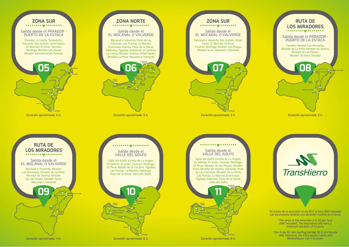Descubre El Hierro con TransHierro🏝️

¿Visitas la isla? Te invitamos a conocer nuestras excursiones programadas con las que podrás conocer sus rincones más increíbles, sin prisas y con guías locales

✅11 rutas diferentes 
✅En taxi o guagua, tú eliges

 transhierro.com/excursiones
