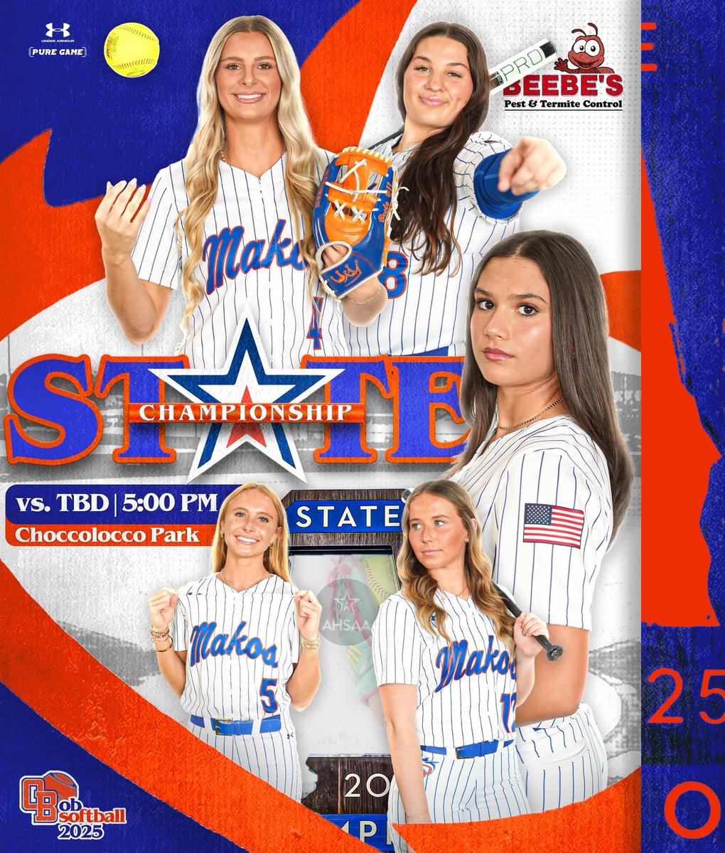 Orange Beach Softball (@oba_softball) on Twitter photo The final chase is here!!
CHAMPIONSHIP GAME TODAY 5:00pm!
#chasin5in25
<a href="/MakoAthletics/">Mako Athletics</a>
<a href="/GCMSportsAL/">Gulf Coast Media Sports</a>
<a href="/cityorangebeach/">City of Orange Beach</a>
<a href="/AHSAAUpdates/">AHSAA</a>
<a href="/KyleParmley/">Kyle Parmley 🥎</a>
<a href="/MaxPreps/">MaxPreps</a>
<a href="/ExtraInningSB/">EXTRA INNING SOFTBALL</a> The final chase is here!!
CHAMPIONSHIP GAME TODAY 5:00pm!
#chasin5in25
<a href="/MakoAthletics/">Mako Athletics</a>
<a href="/GCMSportsAL/">Gulf Coast Media Sports</a>
<a href="/cityorangebeach/">City of Orange Beach</a>
<a href="/AHSAAUpdates/">AHSAA</a>
<a href="/KyleParmley/">Kyle Parmley 🥎</a>
<a href="/MaxPreps/">MaxPreps</a>
<a href="/ExtraInningSB/">EXTRA INNING SOFTBALL</a>