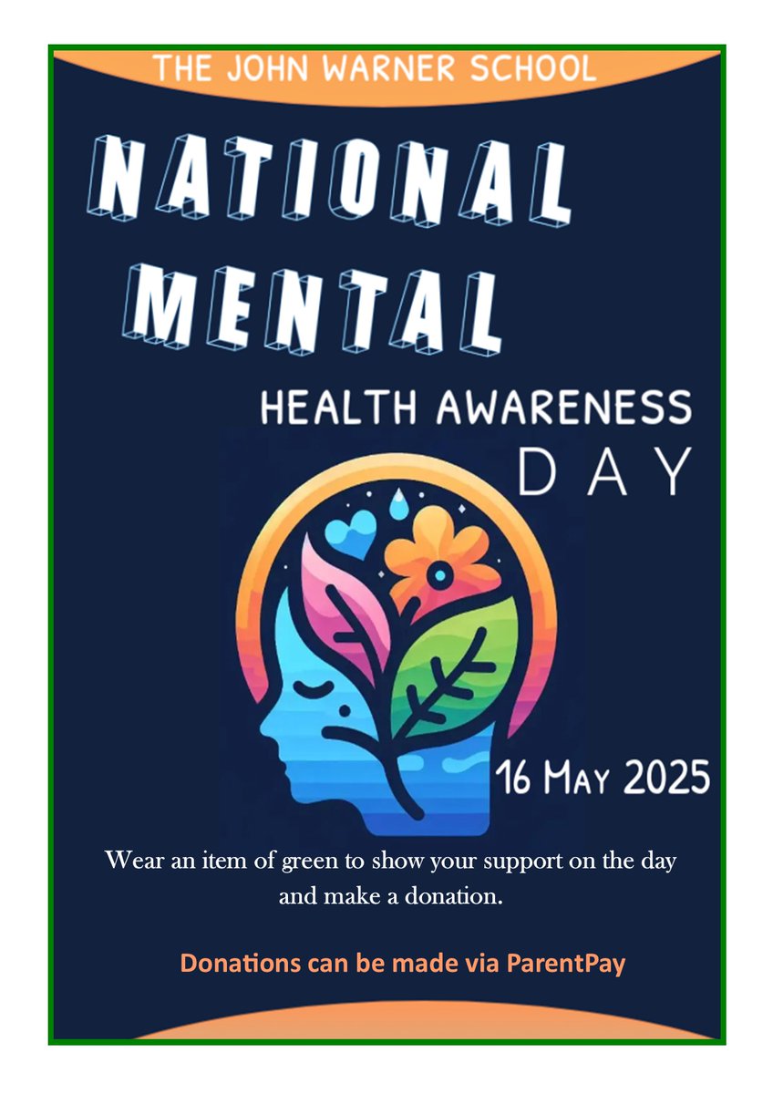 Don’t forget to wear green tomorrow

On Friday, 16 May, our school will be taking part in this year’s National Mental Health Awareness Day. To show our support, we’re inviting all students and staff to wear something green. 
#MentalHealthAwarenessWeek