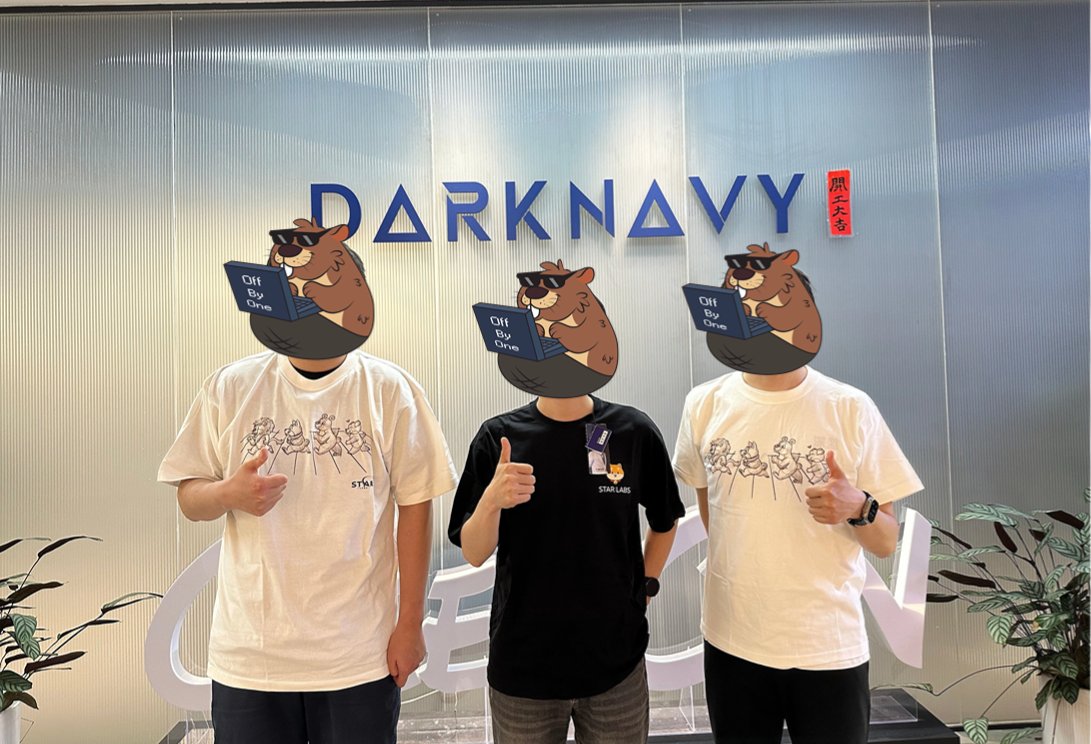 DarkNavyOrg's tweet image. Thanks @offbyoneconf @starlabs_sg @_jsoo_ for the awesome swag!
We look 100% cooler now — or at least off-by-one percent 😎🤓