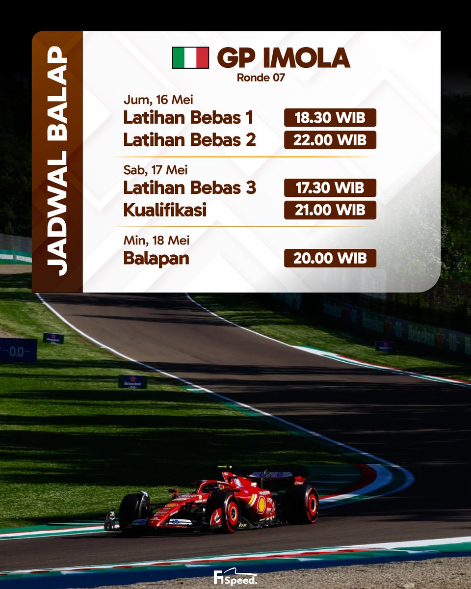 🚨 Jadwal GP Imola akhir pekan ini.

Simpan dan jangan lewatkan 🫰