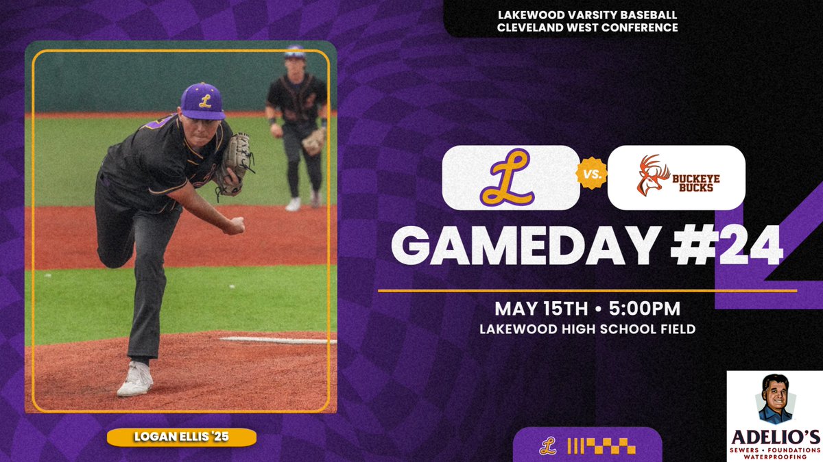 🚨<a href="/CLEWConference/">Cleveland West Conference</a> GAMEDAY  
🧱Presented by Adelio’s  
⚾️Lakewood vs Buckeye  
⏰Varsity: 5pm  
🏟️Lakewood High School Field  
☁️First Pitch Forecast: Sunny and 71   
#RangerWay 

<a href="/lkwdathletics/">LakewoodHS Athletics</a> <a href="/lkwdrec/">Lakewood Recreation</a> <a href="/lkwdschools/">Lakewood OH Schools</a>