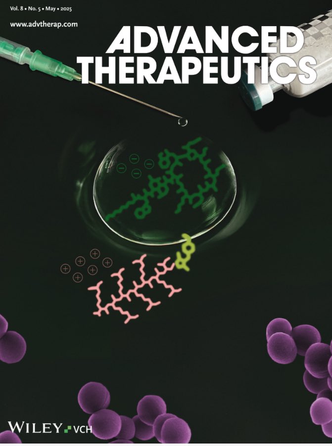 rasheed_sari's tweet photo. Happy to see our cover design featured on the front cover of this issue of Advanced Therapeutics! 
Don’t forget to check out the paper on daptomycin-conjugation👇 https://t.co/LV0m34iinV