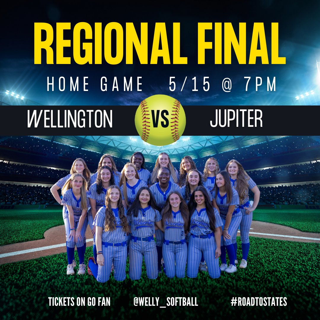 Welly_Softball (@welly_softball) on Twitter photo Regional Final tonight vs. Jupiter. Let's go Welly!!! Fill up the Wolverines den and wear blue in support of these ladies on their #roadtostates. Regional Final tonight vs. Jupiter. Let's go Welly!!! Fill up the Wolverines den and wear blue in support of these ladies on their #roadtostates.