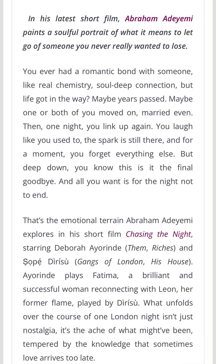 Had a dope conversation with <a href="/DapperDrFeel/">DapperDrFeel</a> about Chasing the Night. This feature in <a href="/tajimagazine/">Taji Mag</a> was the outcome. To be seen is a thing indeed, thank you 🫶🏾