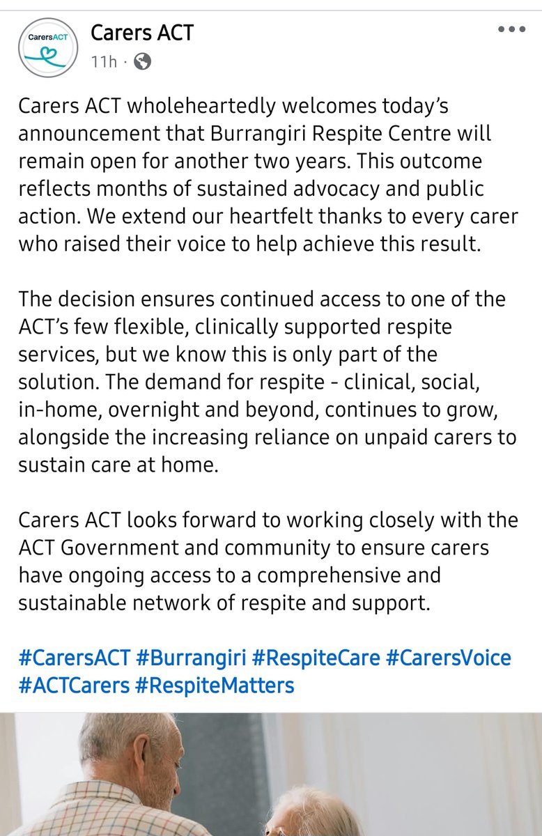 fimail70's tweet photo. Pleased to see their efforts have paid off. Well done all! #CarersACT #Burrangiri #RespiteCare #RespiteMatters #CarersVoice https://t.co/HGokHeB30p