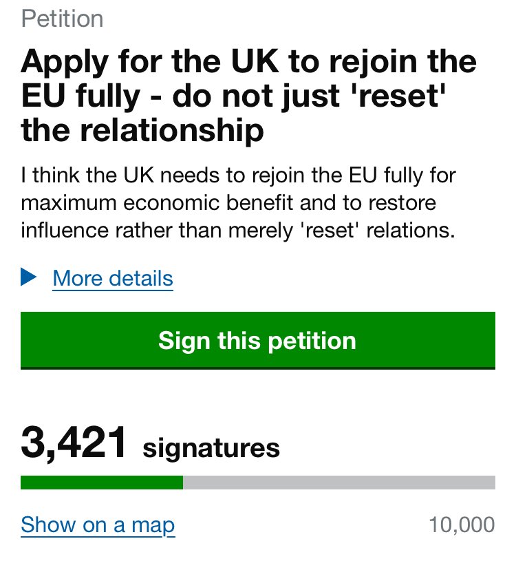 ✍️Doubled in Signatures in less than 24hours!
Let’s hit that 10,000 mark!🥳
🇬🇧❤️🇪🇺🇬🇧❤️🇪🇺🇬🇧❤️🇪🇺🇬🇧❤️🇪🇺
#ExitBrexit 

petition.parliament.uk/petitions/7264…