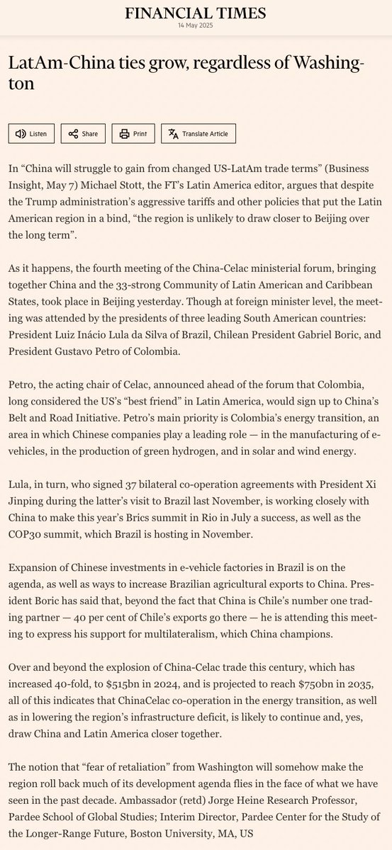 Jorge Heine (@jorgeheinel) on Twitter photo Llevaran las politicas de Trump hacia la region a un acercamiento entre #China y #AmericaLatina ? Por que #Colombia adhiere a la Iniciativa de la Franja y la Ruta ? Mi carta al <a href="/FT/">Financial Times</a> . <a href="/BUPardeeSchool/">Pardee School of Global Studies, Boston University</a> <a href="/politybooks/">Polity</a> <a href="/sebastian_gray/">Sebastián Gray</a> <a href="/andresmalamud/">Andrés Malamud</a> Llevaran las politicas de Trump hacia la region a un acercamiento entre #China y #AmericaLatina ? Por que #Colombia adhiere a la Iniciativa de la Franja y la Ruta ? Mi carta al <a href="/FT/">Financial Times</a> . <a href="/BUPardeeSchool/">Pardee School of Global Studies, Boston University</a> <a href="/politybooks/">Polity</a> <a href="/sebastian_gray/">Sebastián Gray</a> <a href="/andresmalamud/">Andrés Malamud</a>