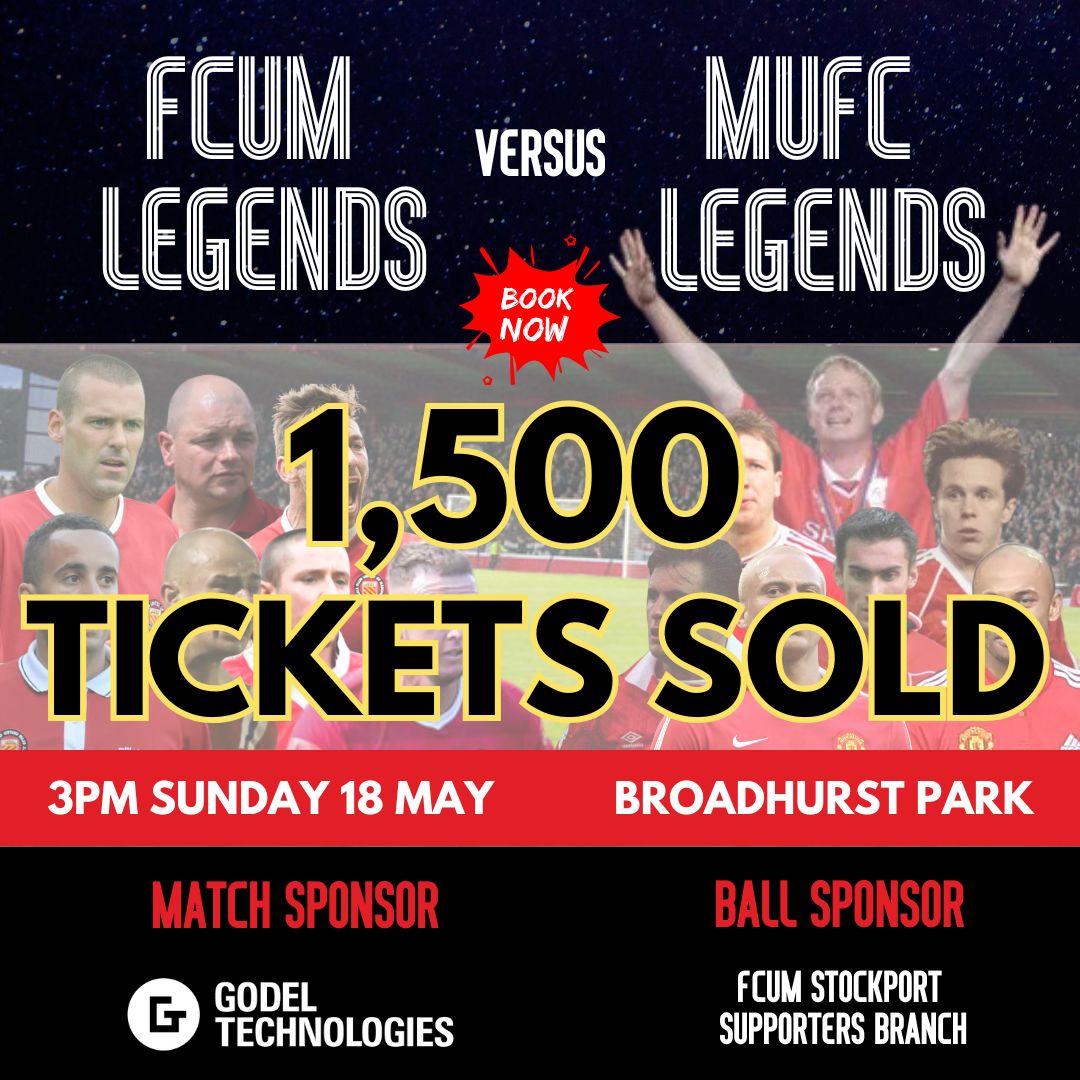 🚨 1,500 tickets sold - buy yours now! 🥳

⚽️ We're expecting a big crowd and a fantastic atmosphere for the MUFCUM Legends match on Sunday!

🎟️ Thanks to everyone who's booked a ticket. Don't miss out, get yours now from FREE to just £13.

📲 fc-utd.co.uk/news-story/fcu…

#MUFC #LUHG