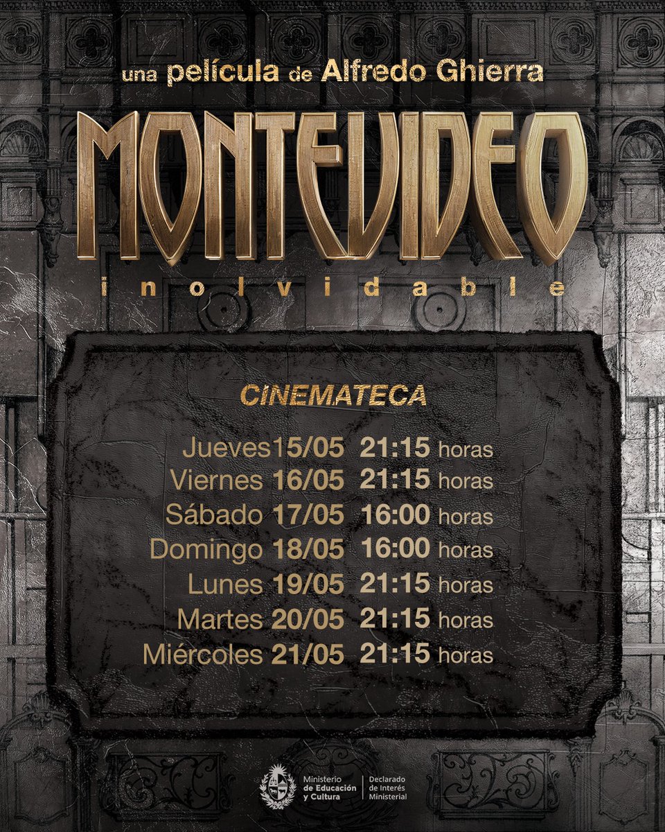 Novena semana en cartel? 
NO-VE-NA SE-MA-NA EN CAR-TEL!!

Montevideo Inolvidable, la película de Alfredo Ghierra continúa en <a href="/CinematecaURU/">Cinemateca Uruguaya</a> a las 21:15 y el domingo a la tardecita 16 hs.

Reserven sus entradas online: cinemateca.org.uy/peliculas/3070