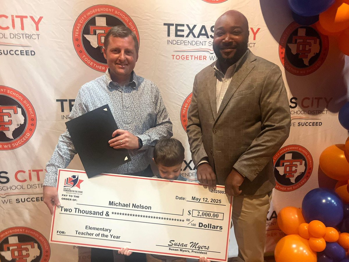 🎉 Congratulations to Michael Nelson – Texas City ISD Elementary Teacher of the Year 2024–2025! 🍎 #proudprincipal

We are thrilled to announce that Michael Nelson has been honored as the Texas City Independent School District's Elementary Teacher of the Year!